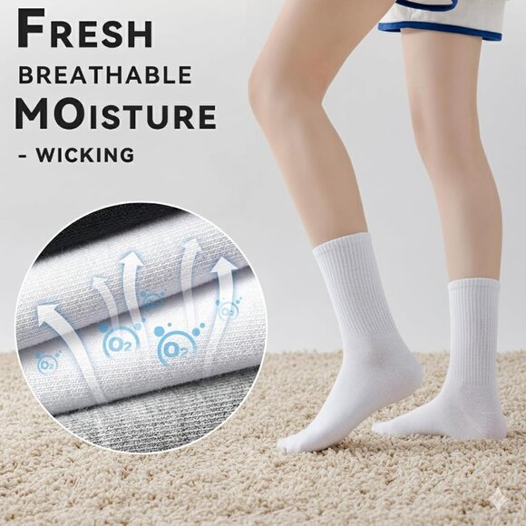 🆕 Women White Moisture Wicking Calf Socks Cotton Thin Soft Casual Sport Wear - Picture 3 of 6
